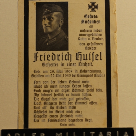 Friedrich Huisel - KIA 1943 - Leningrad!