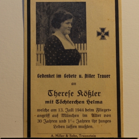 Theresa Kößler - WOMAN - KIA Munich 1944 - Allied Bombers - RARE