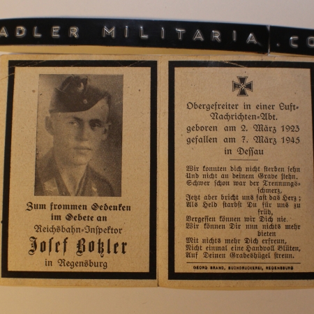 Luftwaffe Deathcard - KIA 7.March 1945 in DESSAU!