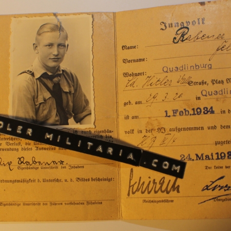 Hitler Youth ID - Early! Stamps on rear! 1934!