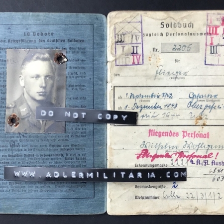 Soldbuch - Unteroffizier Wilhelm Wohlgemuth - Fighter Pilot - Bf109 G-6 "Blaue 8" Shot Down 1944 (SOLD)