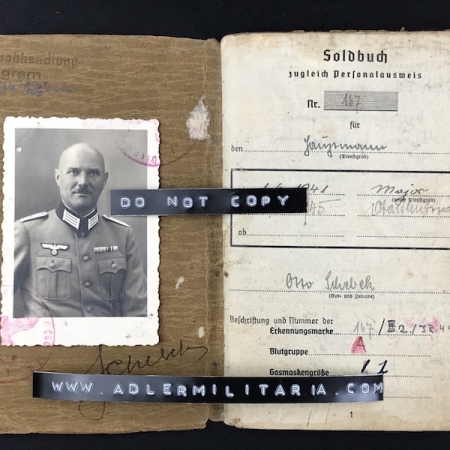 Soldbuch - Oberstleutnant Otto Schebek - Infanterie Regiment (kroat) 383 - Postwar Painter! (SOLD)
