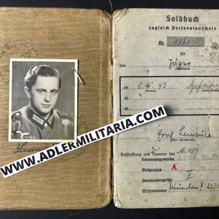 Soldbuch - Gefreiter Lenauer - GJR 99 & Hoch Gebirgsjäger Batl 201 - 'Operation Habicht & Battle Bloody Hill' (Sold)