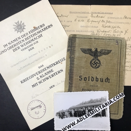Soldbuch - Oberwaffenmeister Endres - Escaped Stalingrad -  Pz.A.A.24 (24PD) - KVK1 - Von Edelsheim Signature! (Sold)