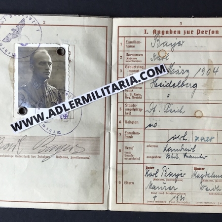 Heer Wehrpass - Uffz Bayer - Front Stalag 341 - Died of Typhus in Minsk