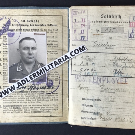 Luftwaffe Soldbuch - Feldwebel Deimann - LN Reg 22 - Ground Assault Badge Italy!