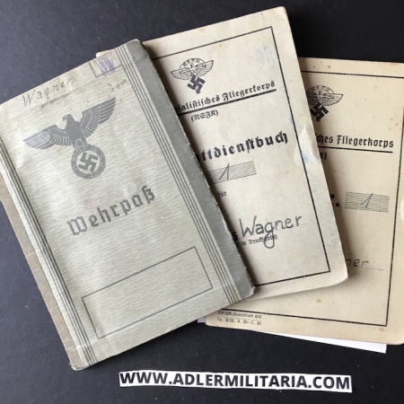 Luftwaffe Wehrpass - Uffz Wagner - Ln Regiment 288 - NSFK Flugbuch!