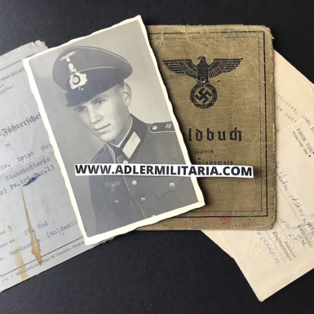 Heer Soldbuch - Waffenoberfeldwebel Hoppe - Heeres Flak Abt 271 (13 Panzer Division) Kuban Schild - IR17 Portrait! (sold)