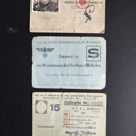 Personal ID - Apprentice Ott - Siemens (Schaltwerk) - Berlin 1945 - S-Bahn Ticket Berlin 45! (Sold)