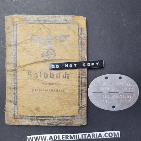 Wehrmacht Soldbuch - Feldunterarzt Martin - Schützen Regiment 104 (15 Pz Div) & (21st Pz Div) DAK (Sold)