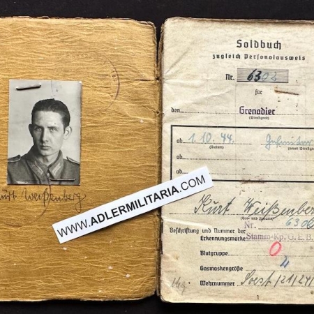 Wehrmacht Soldbuch - Gefreiter Weissenberg - MG 42 Gunner - Grenadier Regiment 209 - Riga & Memel 1944 - Shot in the head and escaped via Boat (Sold)