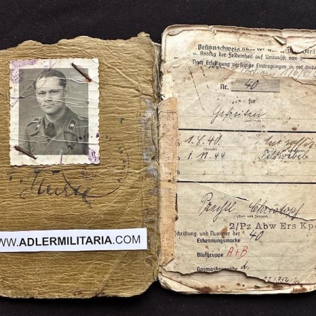 Wehrmacht Soldbuch - Feldwebel Prechtl - Panzerjäger Abt 61 - 11.Panzer Division - Lorraine France 1944 & Remagen 1945