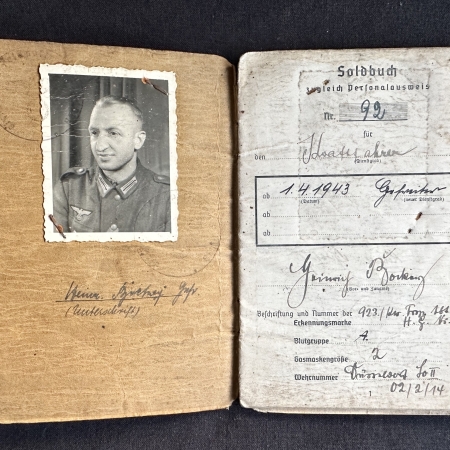 Wehrmacht Soldbuch - Gefrieter Bockey - Driver in Balkans - Eastern Front Medal - Drivers Badge - Worked for Allied Forces in 1945 - Reserved