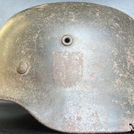 WWII German Helmet - ET 64 M40 Battle Damaged & Bloodstained - Found in Estonian Attic (On Layaway)