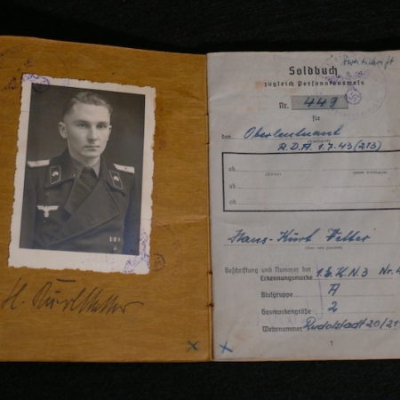 WWII German Panzer Soldbuch - Oberleutnant Hans Kurt Vetter (Swiss Born) - Panzer Regiment 2 & Panzer Lehr Regiment - Fought against US 101st Airborne Division at Bastogne - Ardennes & Holland -  Ultra Rare (Sold)