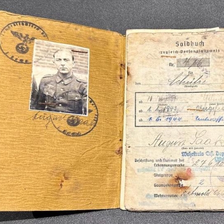 WWII German Army Soldbuch - Uffz Saak - Füsilier Battalion 275 - Killed Hürtgen Forest Battle - Battle Damaged - Rare (On Hold)