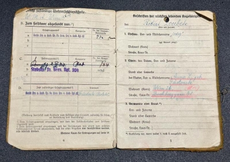 WWII German Soldbuch - Panzergrenadier Zoubek - Panzer Grenadier Regiment 304 - Kampfgruppe Cochenhausen -  Fought Easy Company 506th 101 Airborne -  Captured in Ardennes 1944 - Rare (Sold) - Image 6