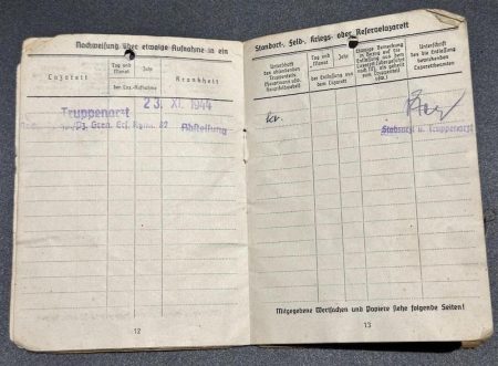 WWII German Soldbuch - Panzergrenadier Zoubek - Panzer Grenadier Regiment 304 - Kampfgruppe Cochenhausen -  Fought Easy Company 506th 101 Airborne -  Captured in Ardennes 1944 - Rare (Sold) - Image 11