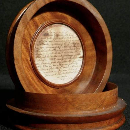 1836 Tobacco Jar Table Box - HMS Gibraltar - Spanish Navy Fénix 1749 - Mahogany Timber - Rare