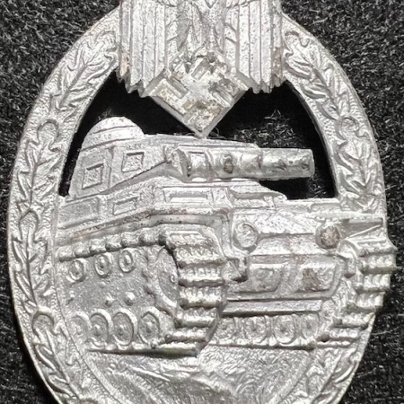 WWII German Panzer Badge in Silver - Panzerabzeichen Silber - Tank Combat Badge - Original (Sold)