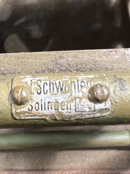 WWII German Army Cable Carrier - Original 1939 Wehrmacht Nachrichtentruppen- Leather and Makers Mark Solingen - WaA Numbered Leather & Metal - Kabeltrommel Traggestell -   Rare (On Deal or No Deal) - Image 7