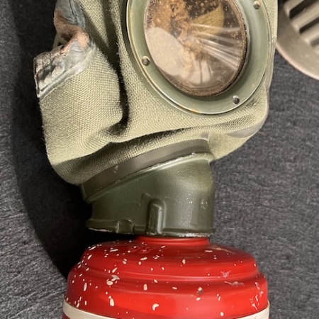 WWII Original German Civil / Army Style Gas Mask - Assembled by Auer - Red Filter
