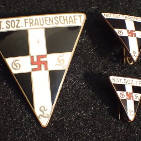 WWII German N S Frauenschaft - National Socialist Women's League - Official Membership Badge Set of Three - RZM 63 - Steinhauer & Lück Lüdenscheid - Original