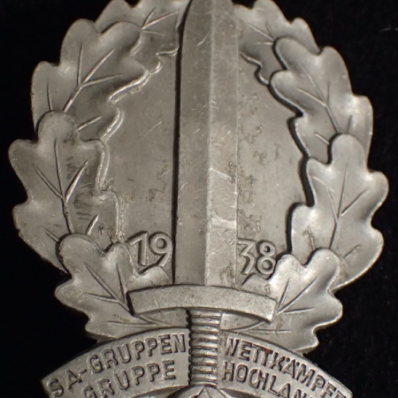 WWII German SA Gruppe Hochland Sports Badge - RZM M9/3 - Original