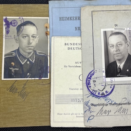 WWII German Army Soldbuch Grouping  - Unteroffizier Max Faas - Wounded in the Battle of Berlin - Rathenow Spandau Line - General Holste - 1948 Ostzone KZ NKVD Special Camp - Escaped to West Berlin - Mentioned in Book - Rare Story