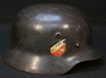 WWII German Airforce Double Decal Luftwaffe Helmet - Possible KIA Helmet - Image 3