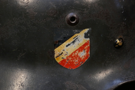 WWII German Airforce Double Decal Luftwaffe Helmet - Possible KIA Helmet - Image 4