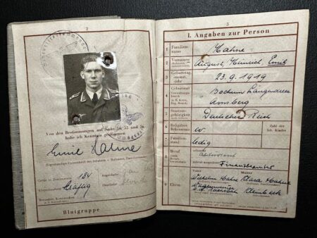 WWII Wehrpass Luftwaffe Leutnant Hahne Flak Abteilung 18 - 8.8cm Flak - Operation Market Garden Holland - RARE - Image 9