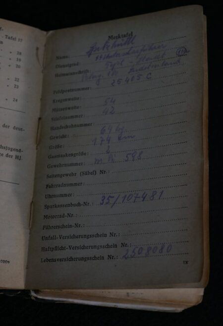 WWII German Waffen SS Pocket Diary SS Soldatenfreund 1944 -SS Unterscharführer Spitzhüttl - SS Panzergrenadier Regiment 20 - 9th SS Panzer Division "Hohenstaufen" - (RESERVED) - Image 7