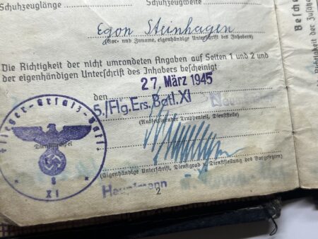WWII German Soldbuch - FJ Egon Steinhagen - Regiment Kratzert - Battle of Berlin 1945 - Rare - Image 7