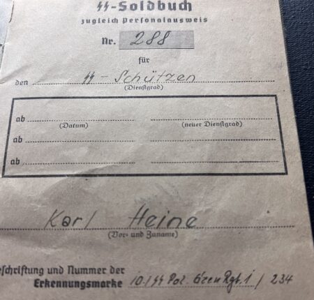 Original Waffen SS Soldbuch - SS Schützen Heine - SS Polizei Grenadier Regiment 1 - Romanian Volksdeutsche - Riga 1944 - Rare! - Image 4