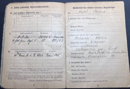 Original Waffen SS Soldbuch - SS Schützen Heine - SS Polizei Grenadier Regiment 1 - Romanian Volksdeutsche - Riga 1944 - Rare! - Image 6