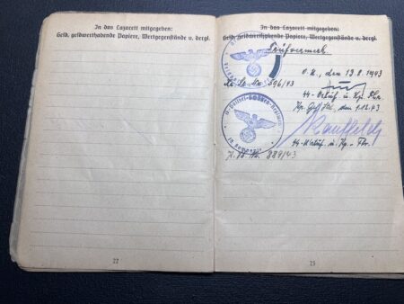 Original Waffen SS Soldbuch - SS Schützen Heine - SS Polizei Grenadier Regiment 1 - Romanian Volksdeutsche - Riga 1944 - Rare! - Image 16