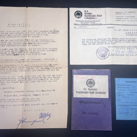 WWII German N.S Stahlhelm Bund Grouping - Dr Hennig -Hamburg - Rare Early ID Set!