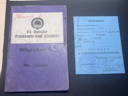 WWII German N.S Stahlhelm Bund Grouping - Dr Hennig -Hamburg - Rare Early ID Set! - Image 5