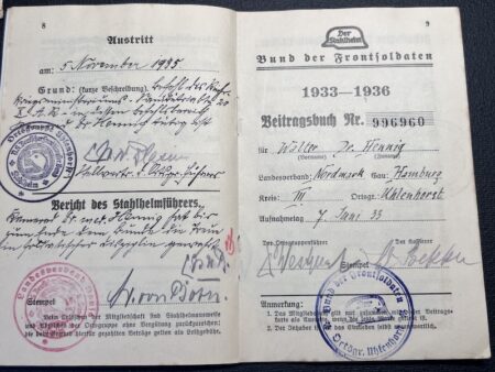 WWII German N.S Stahlhelm Bund Grouping - Dr Hennig -Hamburg - Rare Early ID Set! - Image 12