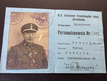 WWII German N.S Stahlhelm Bund Grouping - Dr Hennig -Hamburg - Rare Early ID Set! - Image 15