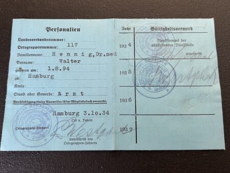 WWII German N.S Stahlhelm Bund Grouping - Dr Hennig -Hamburg - Rare Early ID Set! - Image 16