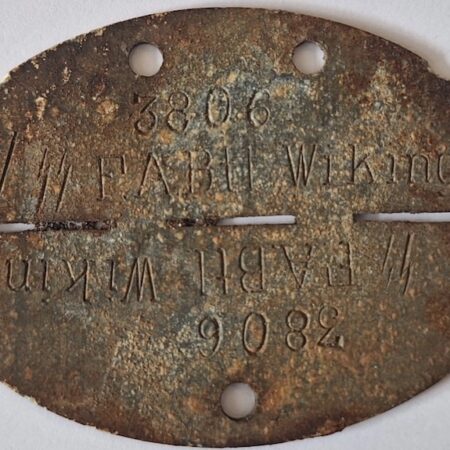 WWII German Waffen SS Dog Tag - Erkennungsmarke - SS Division Wiking - Found in Ground - Original