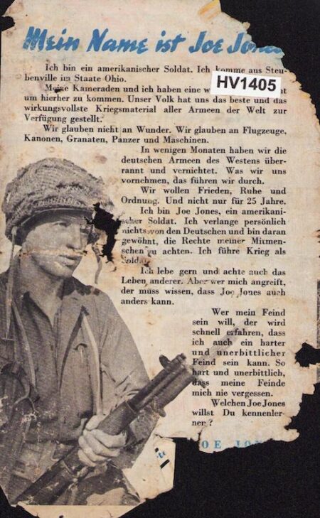 Original WWII US Propaganda for German Soldiers - German 1945 - GI Joe Jones - Rare