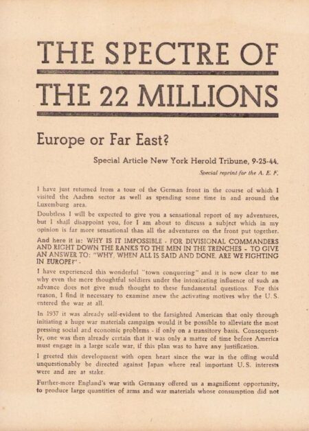 Original WWII German Propaganda for US Soldiers - FAKE New York Herald Tribune - German psychological warfare - Rare