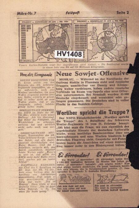 Original WWII US Army Propaganda for German Soldiers - March 7th 1945 - "One week: 100,000 give up!" - Rare - Image 3