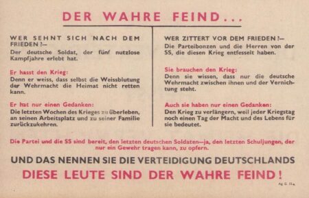 Original WWII Allied Propaganda for German Soldiers - The True Enemy - DEFENDING THE PARTY MEANS: DESTROYING THE HOMELAND - Rare