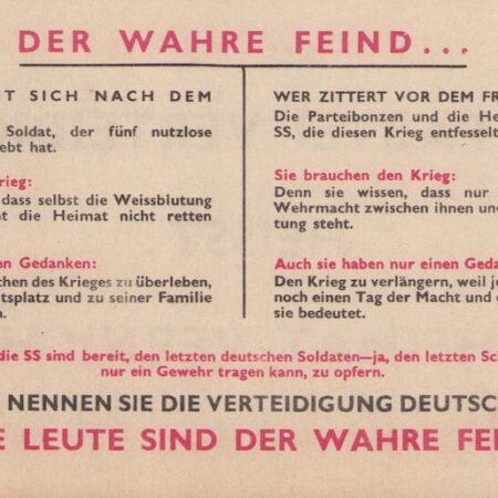 Original WWII Allied Propaganda for German Soldiers - The True Enemy - DEFENDING THE PARTY MEANS: DESTROYING THE HOMELAND - Rare