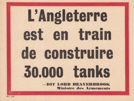 Original WWII Allied Propaganda  - 30,000 Tanks Made! - For Occupied France - Rare