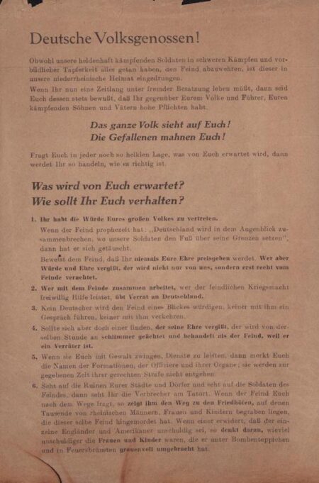 Original WWII German Propaganda for Germans! - Deutsche Volksgenossen! - Fully Translated - Rare